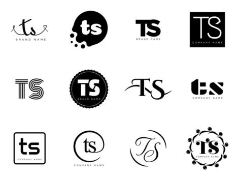 TS logo template Letter t and s logotype. Set different classic serif lettering and modern bold text with design elements. Initial font typography. vector