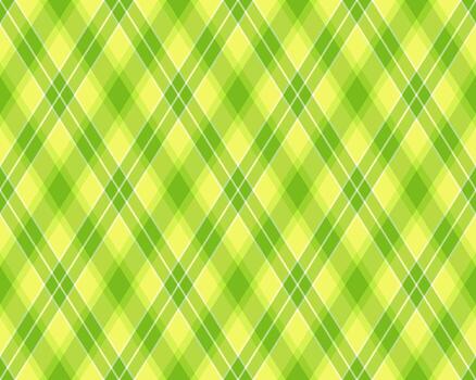 Vibrant lime green and pale yellow diagonal plaid pattern. Perfect for spring themes, textile design, or cheerful backgrounds. This seamless texture offers a fresh, optimistic feel. vector
