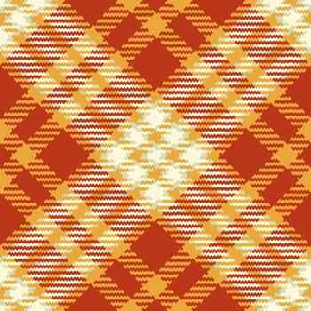 Gingham texture check, real plaid pattern background. Cross textile tartan fabric seamless in red and amber colors. vector