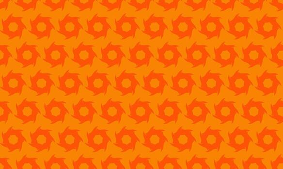 Vibrant orange geometric pattern. Repeating abstract design with dynamic, swirling motifs. Ideal for backgrounds, textiles, or modern branding. Conveys energy, movement, and a bold aesthetic. vector