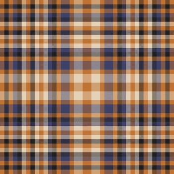 Classic plaid pattern featuring warm earthy tones and deep blue. Perfect for textile designs, backgrounds, or adding a cozy, rustic touch to any project. vector