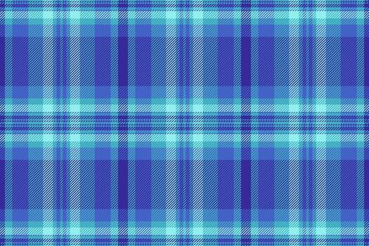 Graceful pattern seamless texture, chequered background fabric . Graphical plaid tartan check textile in cyan and indigo colors. vector