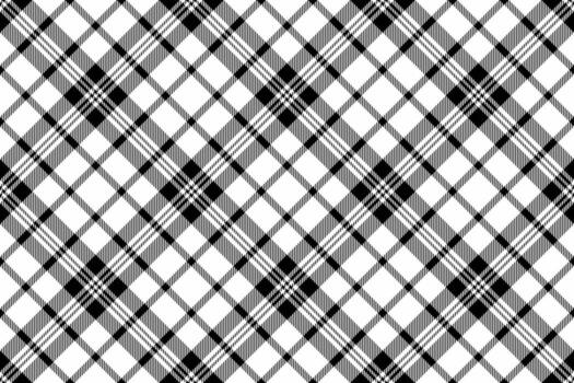 Windowpane background textile, xmas check plaid seamless. Bed tartan fabric pattern texture in white and black colors. vector
