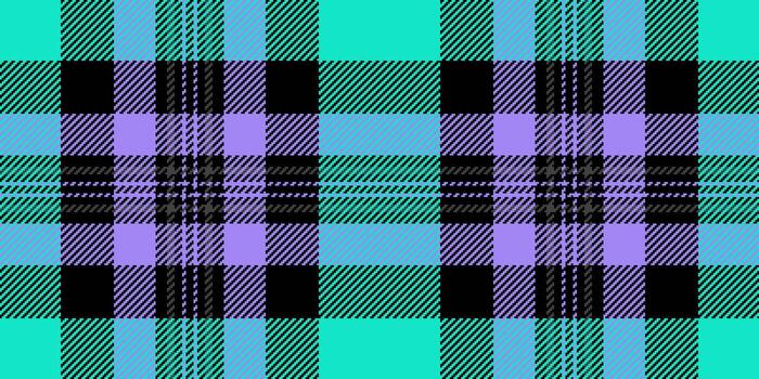 Hippie plaid textile background, outside check tartan pattern. Part fabric texture seamless in black and bright colors. vector