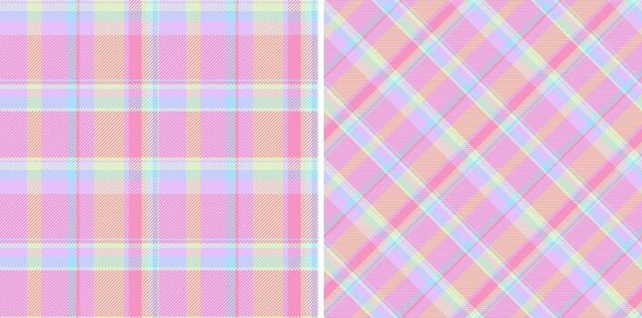 Delicate pastel plaid textures. Seamless textile pattern design. Ideal for backgrounds, crafts, apparel, or whimsical themed projects needing a soft touch. vector