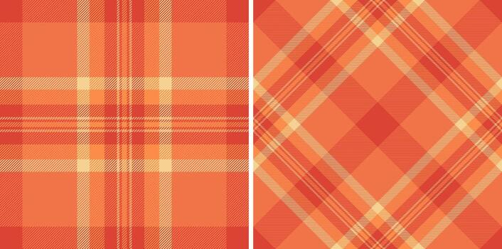 Vibrant, warmtoned plaid pattern in orange hues. Classic, rustic style. Perfect for backgrounds, textiles, or adding a touch of cozy texture to designs. vector