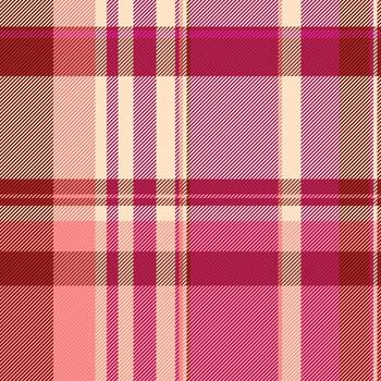 Sixties plaid seamless , tone check tartan textile. Smooth pattern fabric background texture in red and pink colors. vector