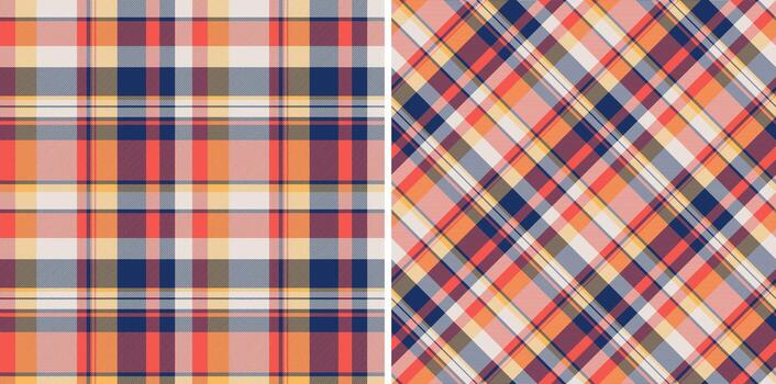 Plaid pattern of tartan seamless fabric with a texture textile background check. Set in gold colors. Textured wall paint. vector