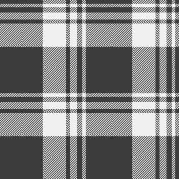 Stationary fabric pattern background, couch texture plaid seamless. Simple check textile tartan in grey and white colors. vector