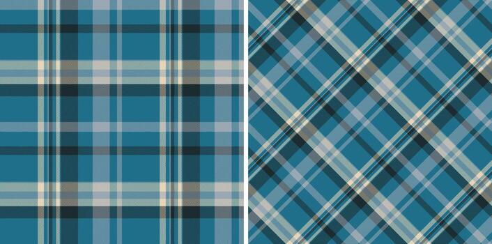 Seamless tartan background of plaid pattern textile with a fabric check texture. Set in cold colors. Modern fashion everyday print design ideas. vector