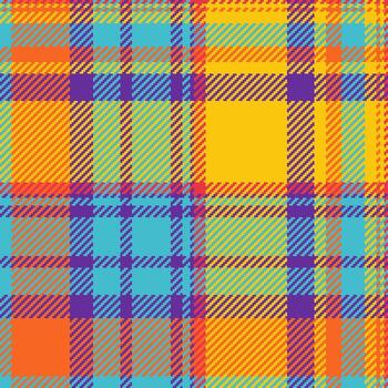 Vibrant pixelated plaid pattern. Eyecatching texture evokes warmth and retro vibes. Great for backgrounds, textiles, or design elements. Versatile and unique. vector