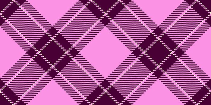 Twill texture check, scrapbook plaid background fabric. Small tartan pattern textile seamless in pink and dark colors. vector