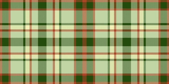 Classic plaid pattern in soft green and beige tones with subtle red accents. Evokes warmth, comfort and tradition. Ideal for backgrounds, textiles, and design projects. vector
