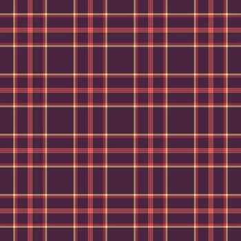 Harmony background pattern seamless, 40s check tartan plaid. Overlay fabric textile texture in red and dark colors. vector