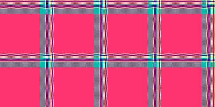 Display check seamless tartan, clan fabric background. Contour pattern plaid textile texture in red and teal colors. vector