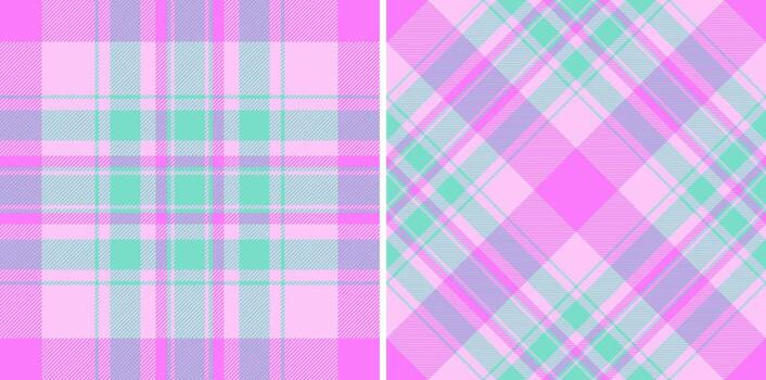 Check texture plaid of fabric seamless textile with a pattern tartan background . Set in neon colors in stylish wrapping options for gifts. vector