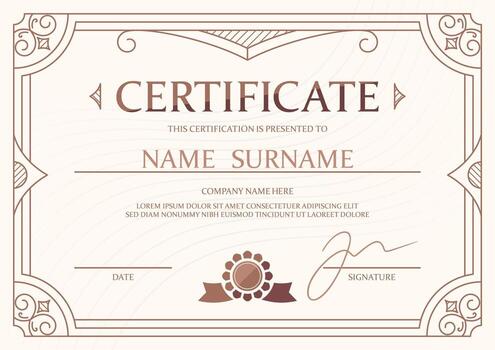Name certificate retro frame template vector