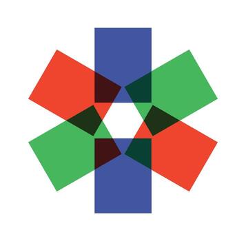 Square shapes overlapping risograph flower vector