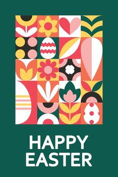 Happy easter background geometric pattern vector