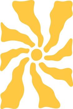 Sun twirling rays groovy print vector