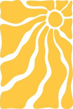 Sun wavy rays retro background vector