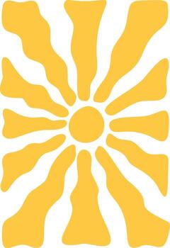 Groovy retro sun rays burst vector