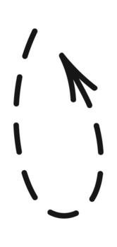 Rounded dashed arrow pointing upward vector