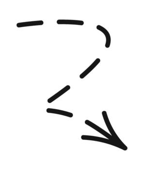 Broken dashed arrow indicating downward vector