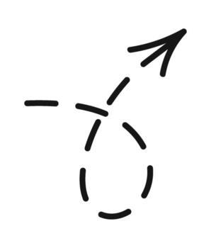 Loop shaped dashed arrow pointer vector