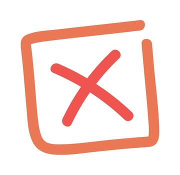 rechazar cheque marca botón garabatear vector