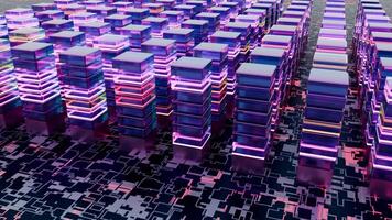 colorida pilhas do dados blocos em uma digital fundo movimento video