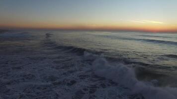Drone Footage of Sea Waves at Sunset video