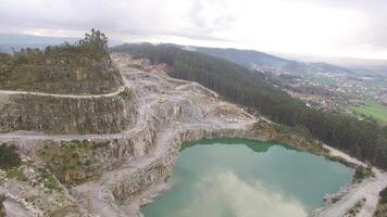 Aerial view of opencast mining quarry. Stone quarry with Lake video