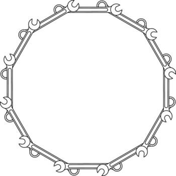 circular llave llave inglesa marco con Copiar espacio para texto o diseño vector