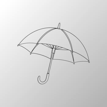 Elegant Umbrella Line Drawing with Minimal Gradient Background vector