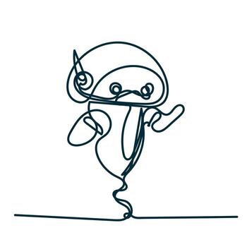 a drawing of a robot with line drawing vector