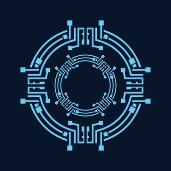 futuristic circular circuit high tech frame vector