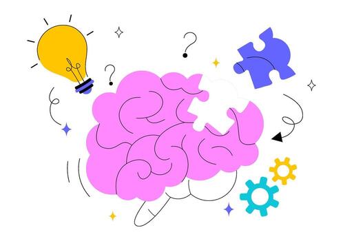 World Logic Day Graphic Showing Mental Strength, Insightful Mindset, Creative Puzzle Solving, and Smart Logic Scene vector