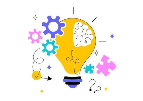 World Logic Day Flat Highlighting Brain Skills, Analysis, Deduction, and Smart Thinking Cartoon Design vector