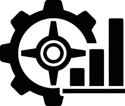 gear chart icon, business analysis settings symbol, data management progress illustration vector