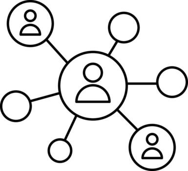 Connection network icon showing people linked in social vector