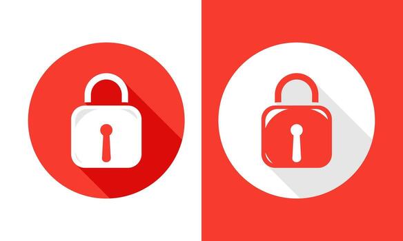 A Modern and Minimalist Padlock Security Icon in Red and White, Perfect for Website Login Pages and Data Protection Concepts vector