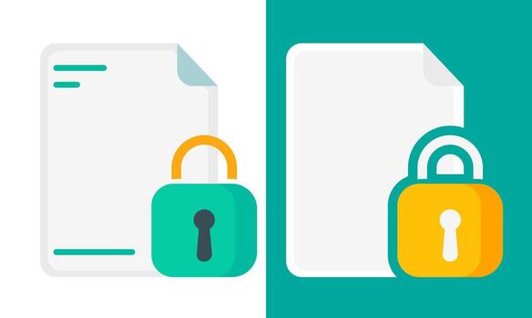 Illustration of Document Security and File Encryption Represented by a Padlock and Official Paperwork vector