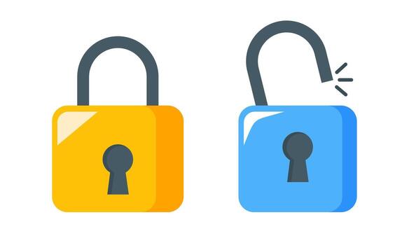 Set of Locked and Unlocked Padlock Icons for Access Control and Status Indication vector