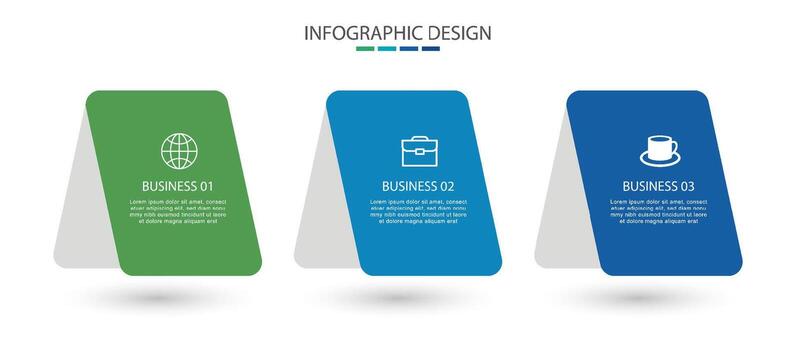 3 datos infografía negocio modelo presentación. vector