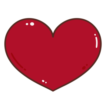 Red heart cute doodle illustration simple love icon png