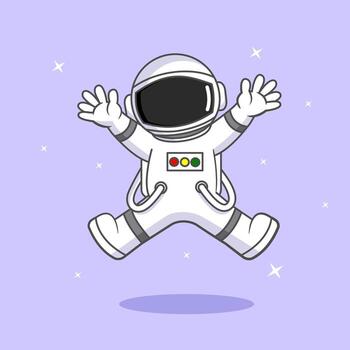 Cute Astronaut Floating an Jumping in Starry Space Vectors Illustration cartoon Design