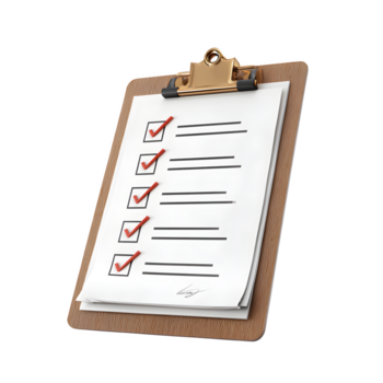 appunti con un' completato lista di controllo e rosso segni di spunta isolato su trasparente sfondo png