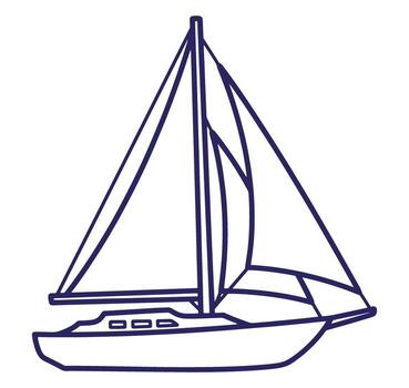 Simple line drawing of a sailing yacht on white background ideal for various design projects vector