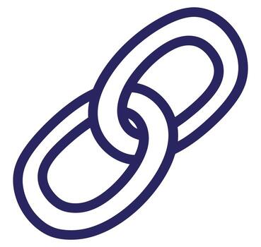 Simple illustration of two linked chain links representing connection and unity vector